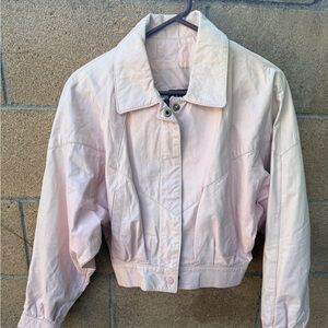 Vintage COMINT Pink Leather Cropped Moto Jacket Size Small. Super cute! No rips